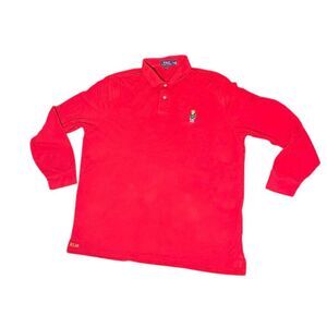 Ralph Lauren M Red Polo Bear Long Sleeve Polo Shirt Casual